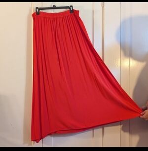 Old Navy Tropical Maxi Spitfire Midi Skirt, L, Orangish Red, 100% Rayon, EUC